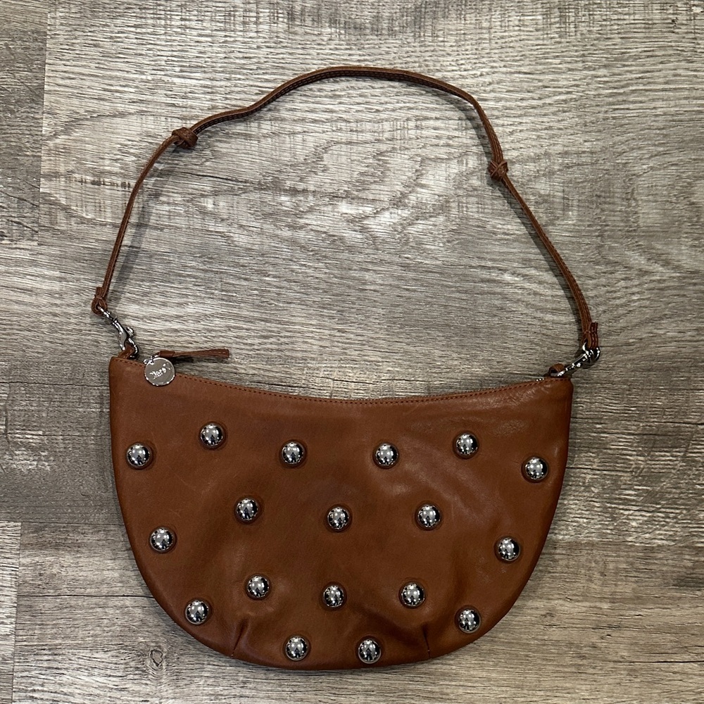 Clare V Lune Bag - Brown Studded Leather Shoulder Bag